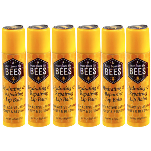 A Buzz From The Bees Lip Balm 4.5g Jarrah Honey Beeswax Pack of 6