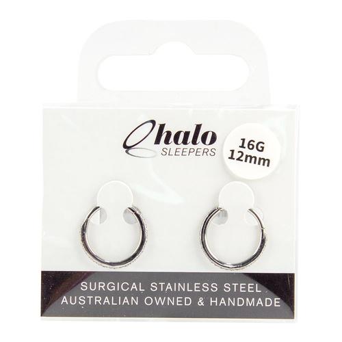 Halo Sleepers Gem Huggie Earrings 12mm Stainless Steel 16G Sleeper Pair