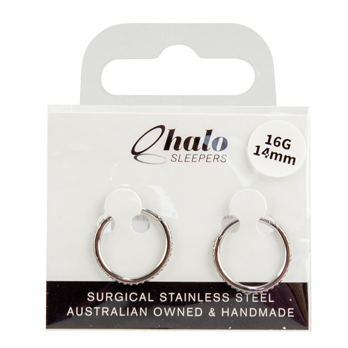 Halo Sleepers 14mm Gem Huggie Earrings Stainless Steel 16G Hypoallergenic