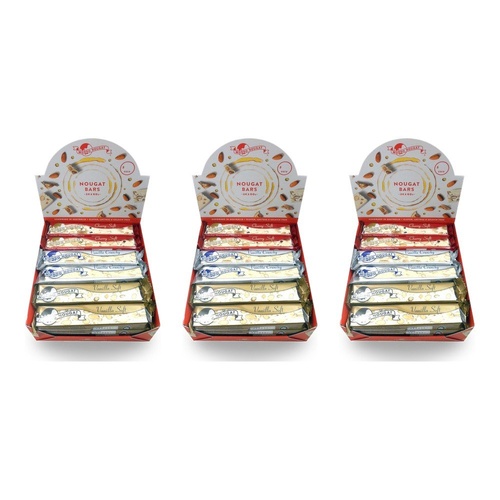 Mondo Nougat Nougat Bars 60g Assorted Flavours Counter Display of 24 Bundle of 3