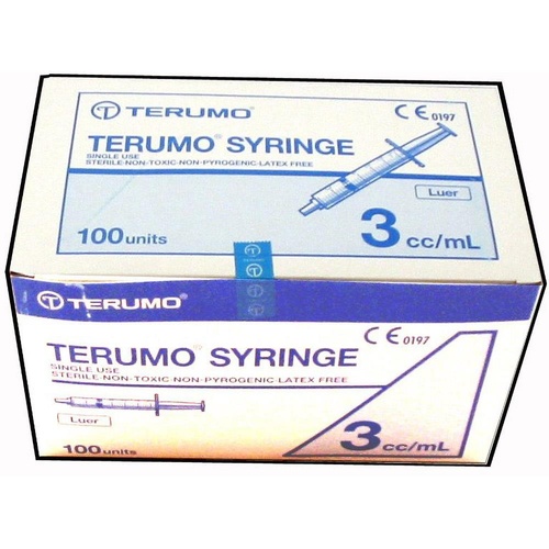 Terumo Syringe 3mL Luer Slip Box of 100