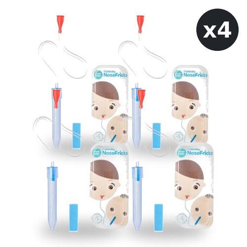 NoseFrida Baby Snot Sucker Nasal Aspirator + 4 Filters BPA-Free & Dishwasher Safe Pack of 4