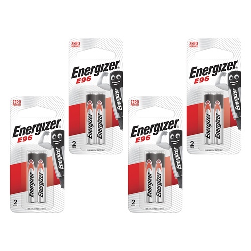 Energizer E96 1.5V Alkaline Batteries 2 Pack Bundle of 4