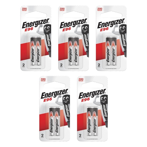 Energizer E96 1.5V Alkaline Batteries 2 Pack Bundle of 5