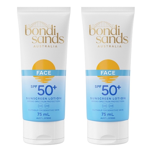 Bondi Sands Face Sunscreen Lotion SPF50+ 75mL Pack of 2