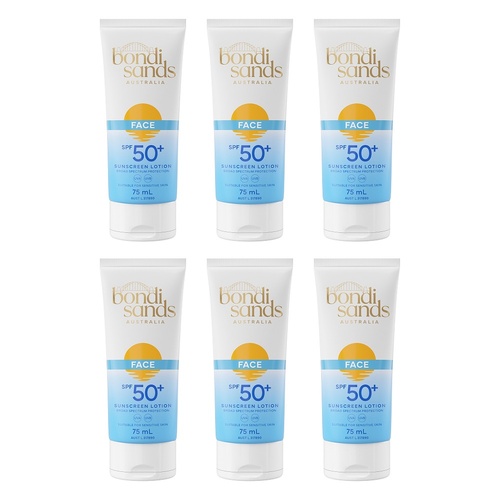Bondi Sands Face Sunscreen Lotion SPF50+ 75mL Pack of 6