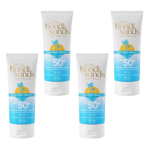 Bondi Sands Coconut Beach Scented Sunscreen Lotion SPF50+ 150mL Pack of 4