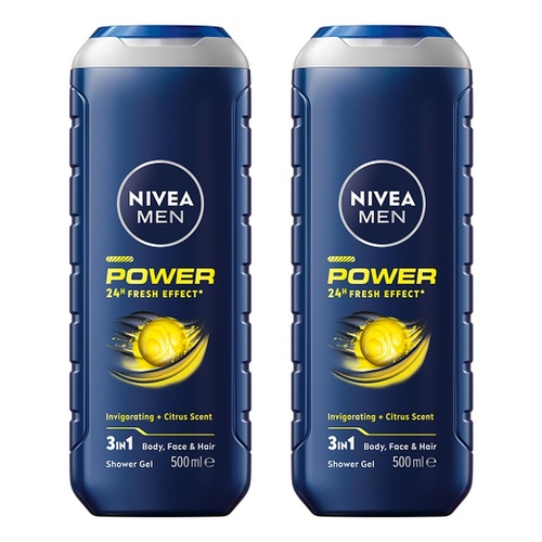 NIVEA Men Power Fresh Shower Gel 500mL Pack of 2