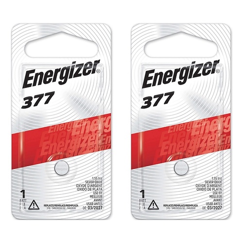 Energizer 377 Silver Oxide Watch Battery Pack of 2