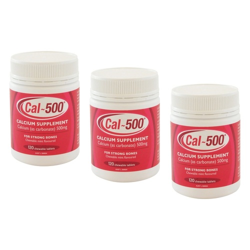 Cal-500 Chewable Tablets 120 Bottle Pack of 3