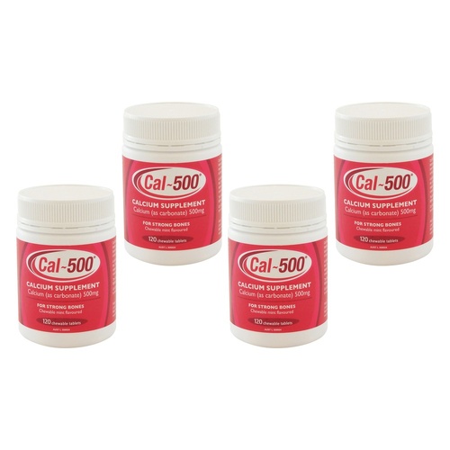 Cal-500 Chewable Tablets 120 Bottle Pack of 4