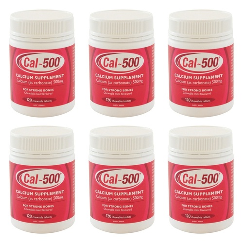 Cal-500 Chewable Tablets 120 Bottle Pack of 6