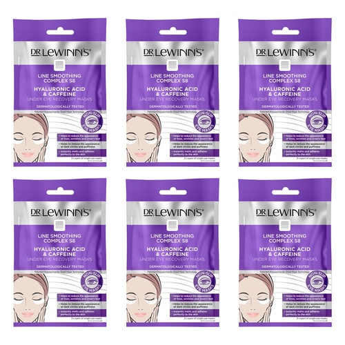 Dr. LeWinn's HA & Caffeine Under Eye Recovery Masks, 3 Pack x 10 Bundle of 6