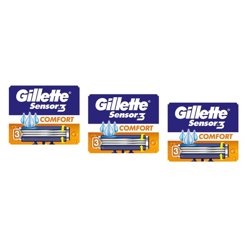 Gillette Sensor3 Comfort Disposable Razors 8 Pack Bundle of 3