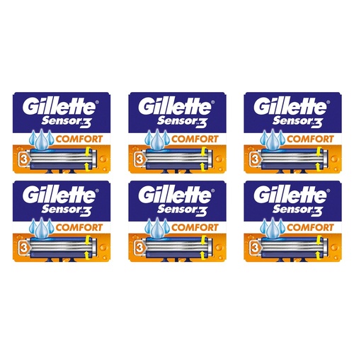 Gillette Sensor3 Comfort Disposable Razors 8 Pack Bundle of 6