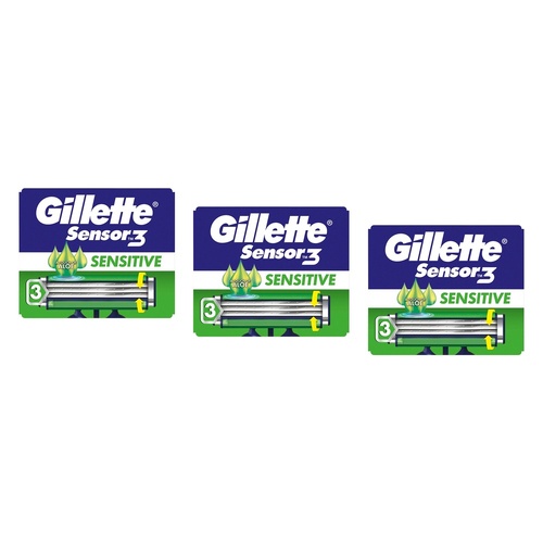 Gillette Sensor3 Sensitive Disposable Razors 4 Pack Bundle of 3