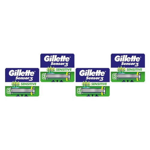 Gillette Sensor3 Sensitive Disposable Razors 4 Pack Bundle of 4