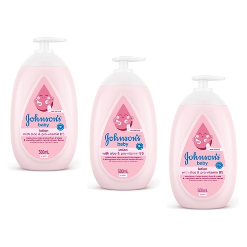 Johnson's Baby Lotion with Aloe & Pro-Vitamin B5 500mL x 6 Bundle of 3