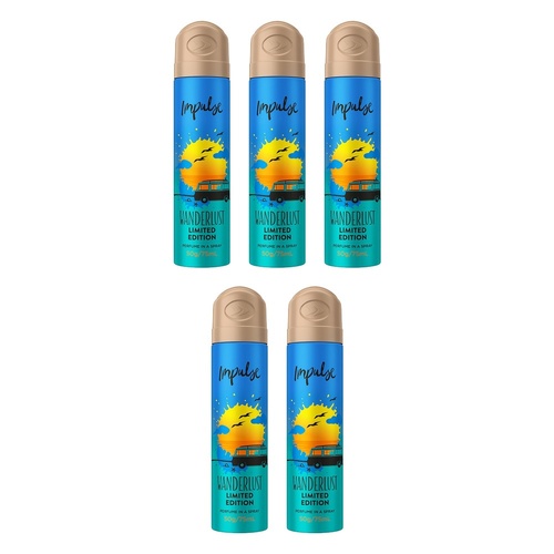 Impulse Body Spray Wanderlust Limited Edition 75mL Pack of 5