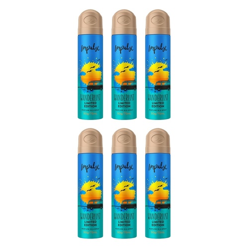 Impulse Body Spray Wanderlust Limited Edition 75mL Pack of 6