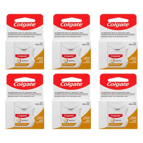 Colgate Total Tartar Control Dental Floss 25m x 6 Bundle of 6
