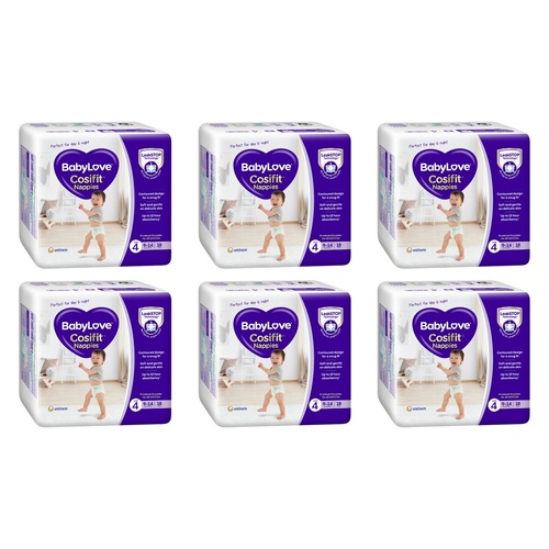 Baby Love Cosifit Convenience Nappies Toddler Size 4 18 Pack x 4 Bundle of 6