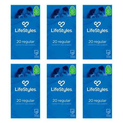 LifeStyles Regular Condoms 20 Pack Bundle of 6