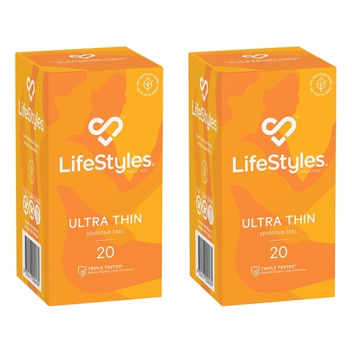 LifeStyles Ultra Thin Condoms 20 Pack Bundle of 2