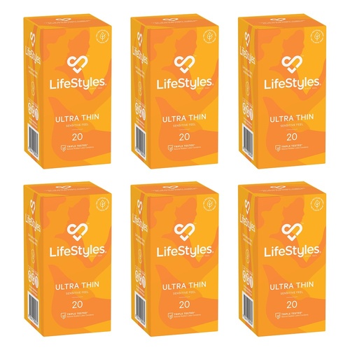 LifeStyles Ultra Thin Condoms 20 Pack Bundle of 6