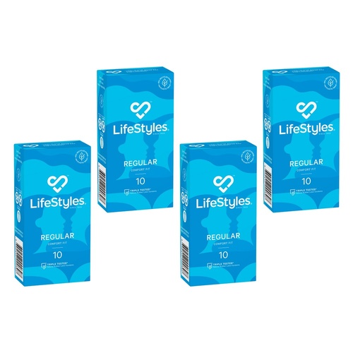 LifeStyles Regular Condoms 10 Pack Bundle of 4