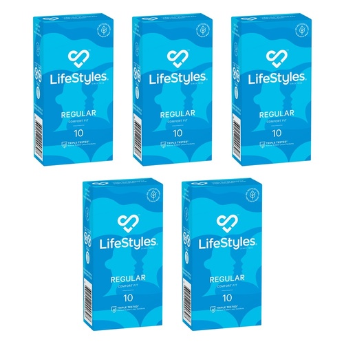 LifeStyles Regular Condoms 10 Pack Bundle of 5