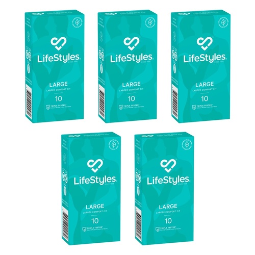 LifeStyles Large Condoms 10 Pack Bundle of 5