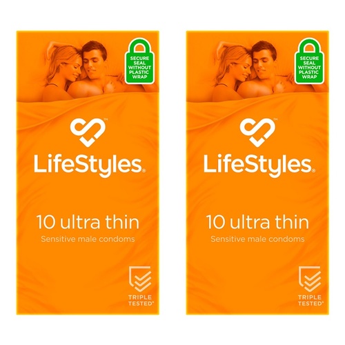 LifeStyles Ultra Thin Condoms Sensitive 10 Pack Bundle of 2