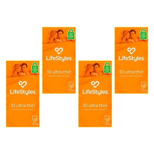 LifeStyles Ultra Thin Condoms Sensitive 10 Pack Bundle of 4