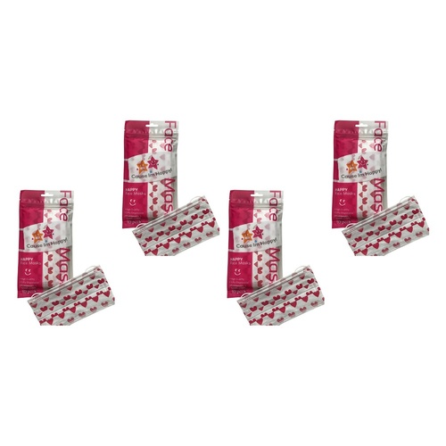 Cause I'm Happy Face Mask Hearts 10 Pack Bundle of 4