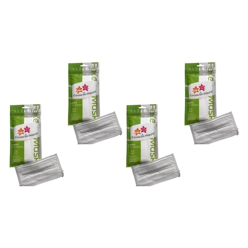 Cause I'm Happy Face Mask White 10 Pack Bundle of 4