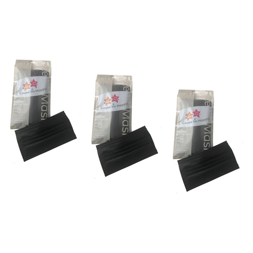 Cause I'm Happy Face Mask Charcoal 10 Pack Bundle of 3