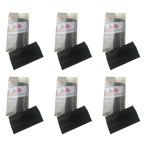 Cause I'm Happy Face Mask Charcoal 10 Pack Bundle of 6