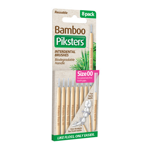 Piksters Bamboo Interdental Brushes Size 00 8 Pack Extra Fine Tooth Gaps