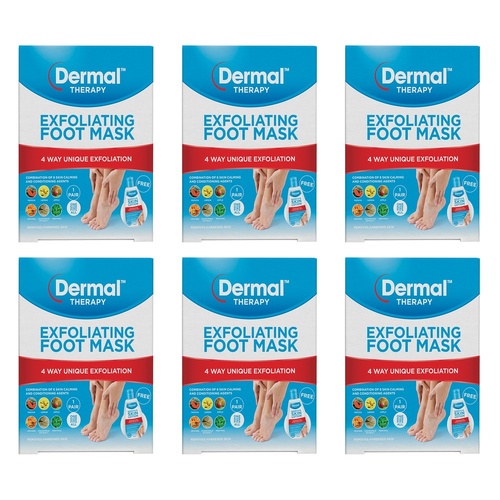 Dermal Therapy Exfoliating Foot Mask Pack of 6