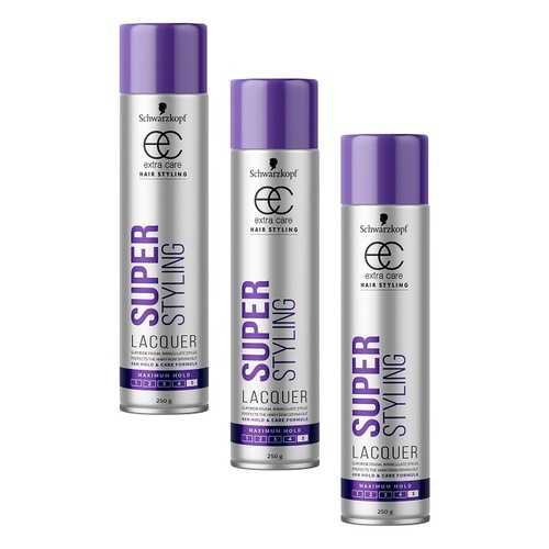 Schwarzkopf Extra Care Super Styling Lacquer Maximum Hold 250g Pack of 3