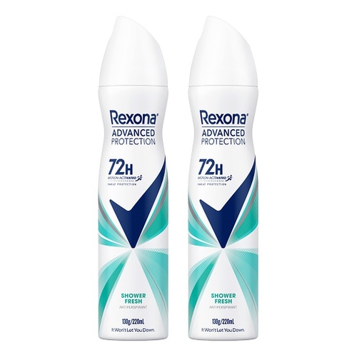 Rexona Advanced Protection 72H Shower Fresh Antiperspirant 220mL Pack of 2