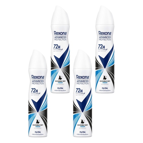 Rexona Advanced Protection 72H Invisible Dry Fresh Antiperspirant Pack of 4