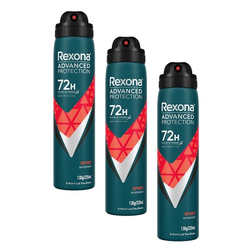 Rexona Advanced Protection 72H Sport Antiperspirant 220mL Pack of 3