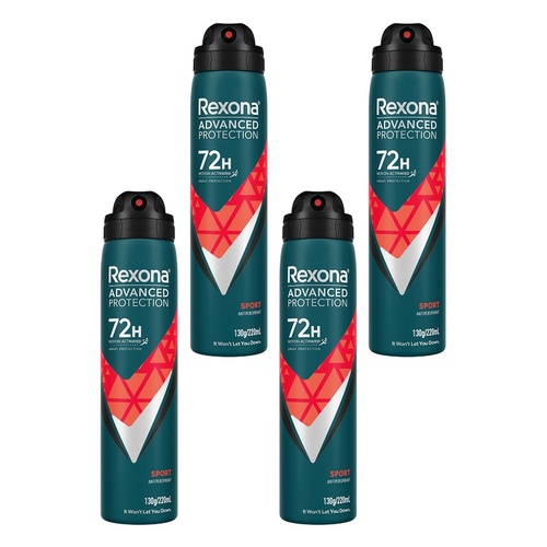 Rexona Advanced Protection 72H Sport Antiperspirant 220mL Pack of 4