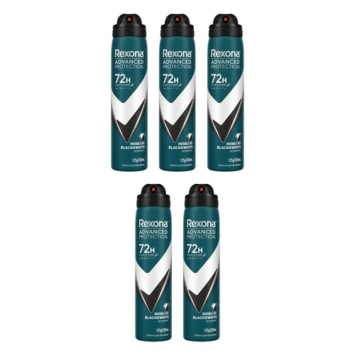 Rexona Advanced Protection Invisible Dry Black & White, 72H, 220mL Pack of 5