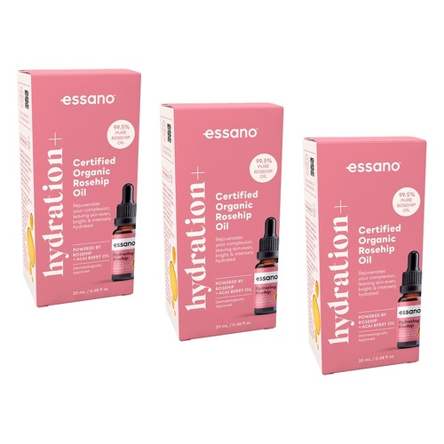 Essano Hydration+ Rosehip Oil Organic 20mL x 6 Bundle of 3