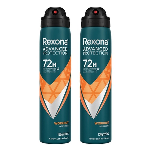 Rexona Advanced Protection 72H Workout Antiperspirant 220mL Pack of 2