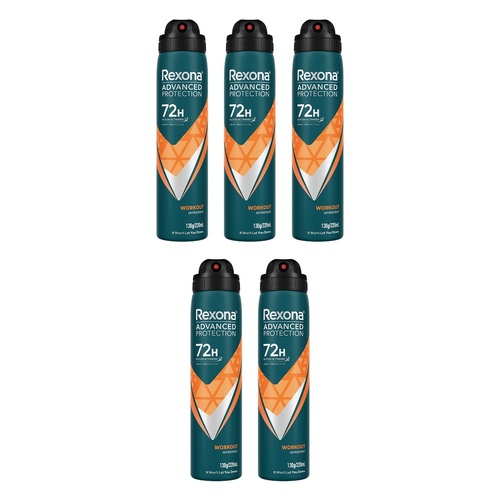 Rexona Advanced Protection 72H Workout Antiperspirant 220mL Pack of 5