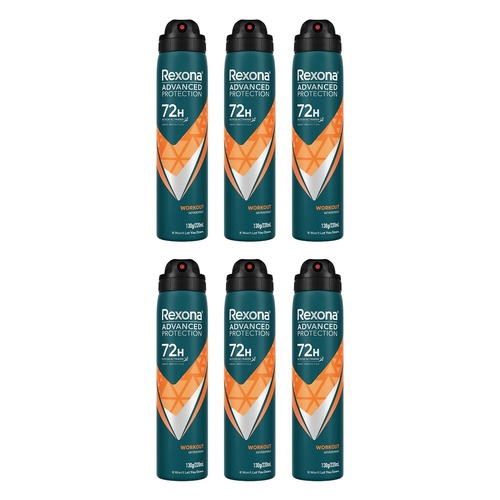 Rexona Advanced Protection 72H Workout Antiperspirant 220mL Pack of 6